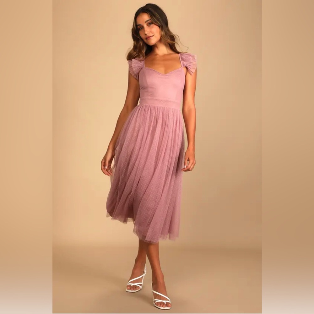 Lulu's Dusty Rose Midi Tulle Dress